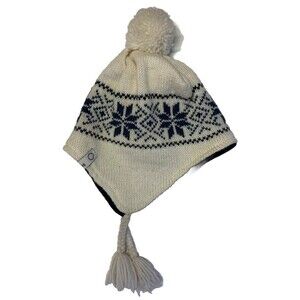 Susan Fosse 100% Wool Child’s Winter Hat Boy Girl Blue White Snowflakes Beanie